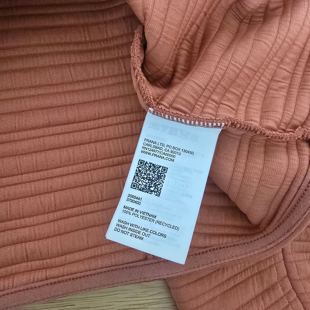 Prana Send Off Quilted Mock Neck Pullover Terracotta Orange Recycled Crop Small - Picture 4 of 7
